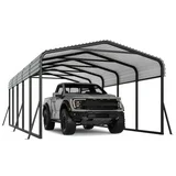 View 1 of 1/4 boxes*** 12 x 24 FT Metal Carport with Galvanized Steel Roof, Heavy Duty Metal Roof Carport with Enhanced Base, Tall Kits Garage for Tractors, Trucks, Boats, Cars