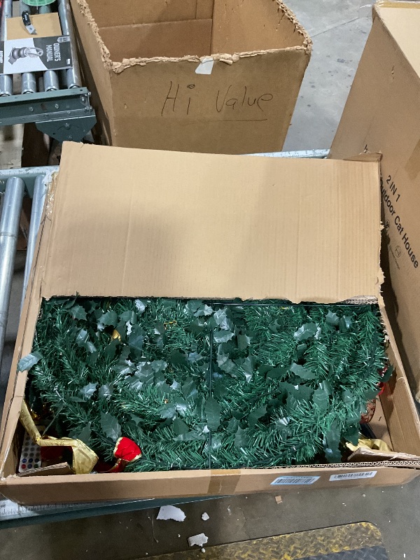 Photo 1 of [ 8 Modes & Timer ] 6 Ft Prelit Full Pop Up Christmas Tree with 200 Warm White LED Lights, Ornaments, Red & Gold Ribbon, Bows, Plug in Collapsible Christmas Trees Outdoor Indoor Christmas Decor