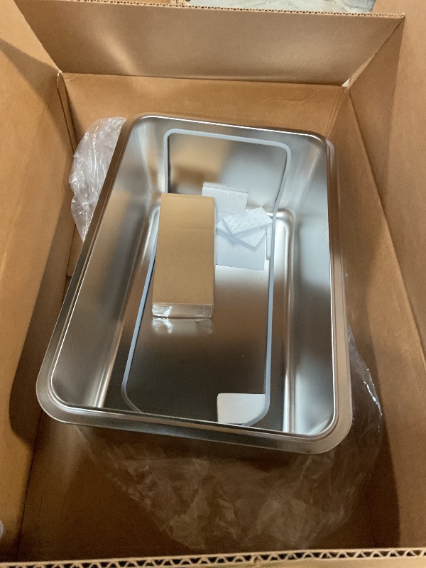 Photo 1 of 16'' High Sides XXXL All Stainless Steel Cat Litter Box with Lid,8'' Deep Metal Litter Box for Big Cats,Extra Large Litter Boxes with High Wall Enclosure,Anti-Leakage,Never Absorbs Odors,Non-Sticky