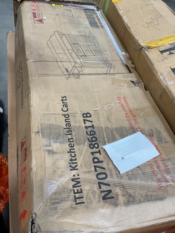 Photo 1 of ***FOR PARTS ONLY/ MISSING ASSEMBLY PIECES & HARDWARE*** Merax 55.7" Upgraded Large Kitchen Cart Island on Wheels with 2 Drop Leaf,Power Outlet,3 Drawers,Wood Frame Storage Cabinet