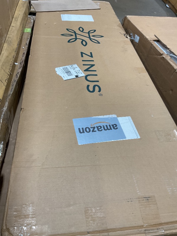 Photo 1 of * PARTS ONLY* 
Zinus Queen Piper Upholstered Platform Bed with Horizontal Paneled Headboard, Wooden Slat Support, No Box Spring Needed, Easy Assembly, Eco Friendly Packaging, Dark Grey