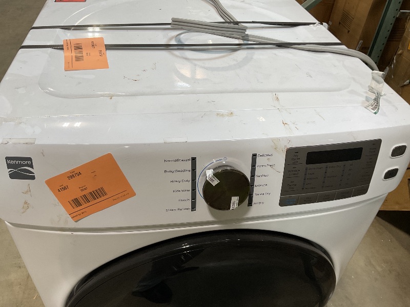 Photo 1 of ***UNTESTED*** Kenmore 220 V 8.0 cu. ft. Front Load Electric Dryer with Wrinkle Guard & Accela Steam to Reduce Wrinkles, Static & Odors - Smart Sensor Drying - LED - ENERGY STAR Certified - White
