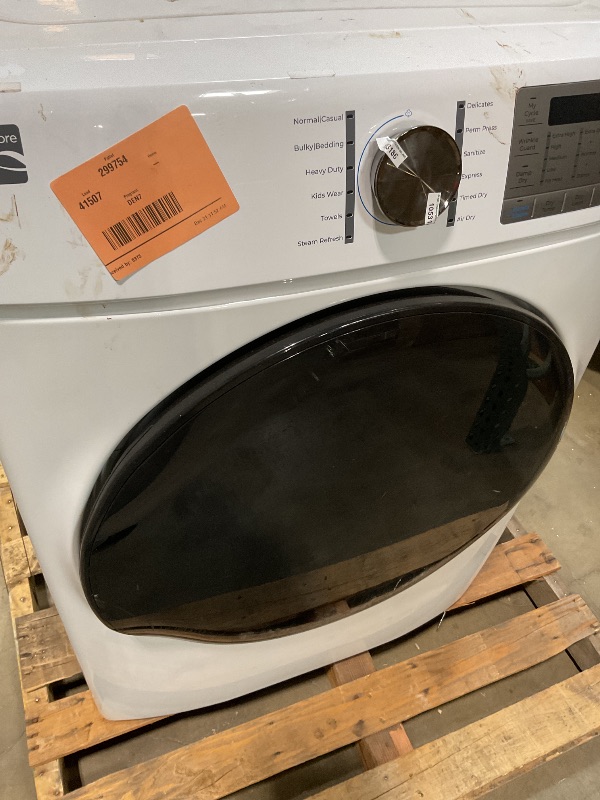 Photo 1 of ***UNTESTED*** Kenmore 220 V 8.0 cu. ft. Front Load Electric Dryer with Wrinkle Guard & Accela Steam to Reduce Wrinkles, Static & Odors - Smart Sensor Drying - LED - ENERGY STAR Certified - White
