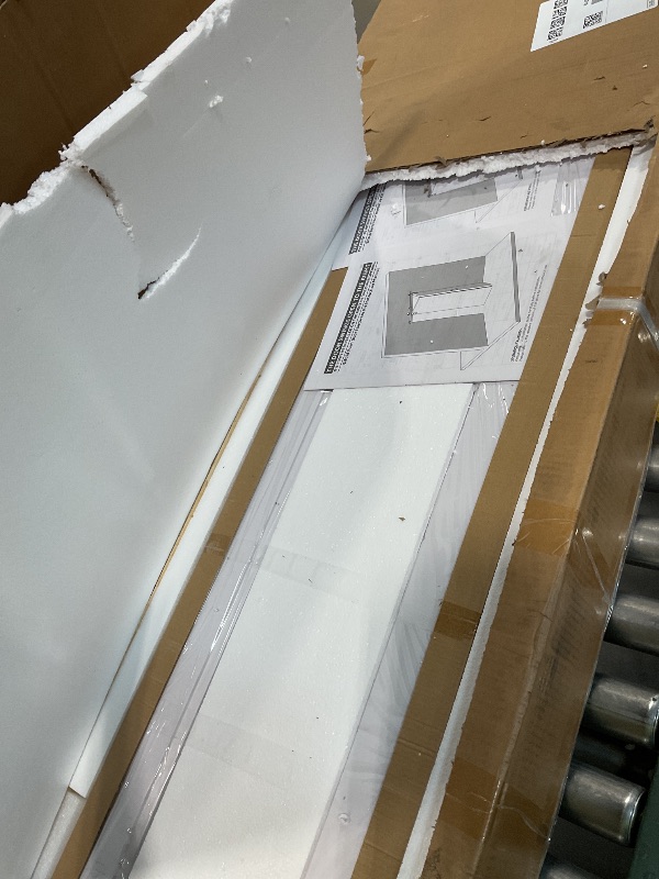 Photo 1 of SMARTSTANDARD 28in x 84in Bifold Barn Door, Frosted Glass Barn Door with Hardware Kit Included, Pre-Drilled Holes Easy Assembly -Solid Barn Doors Slab Covered with Water-Proof PVC Surface, White