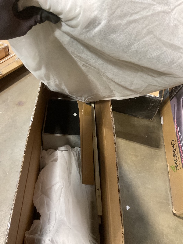 Photo 1 of **SELLING FOR PARTS AS PARTIAL SET. INE BOX OF TWO**Merax Queen Size Upholstered Plush Velvet Pink Mother and Baby Bed with Large Cushioned Ground Bed, Bedside Table,and Round Stool,Grey