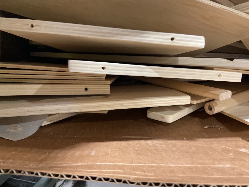 Photo 1 of **SELLING FOR PARTS. MISSING MANUEL AND HARDWARE**.RUPOLX 55?Lx30?W Kids Art & Craft Table and 2 Chairs Set, Portable Supply Organizer and Paper Roll Dispenser, Art Desk and Craft Table for Kids, Toddler Activity and Coloring Tables with Storage(Oak)