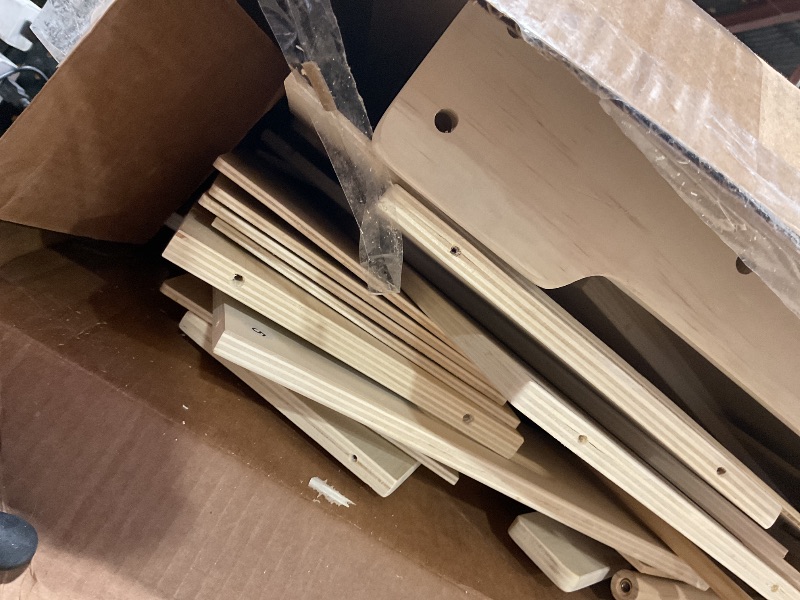 Photo 1 of **SELLING FOR PARTS. MISSING MANUEL AND HARDWARE**.RUPOLX 55?Lx30?W Kids Art & Craft Table and 2 Chairs Set, Portable Supply Organizer and Paper Roll Dispenser, Art Desk and Craft Table for Kids, Toddler Activity and Coloring Tables with Storage(Oak)