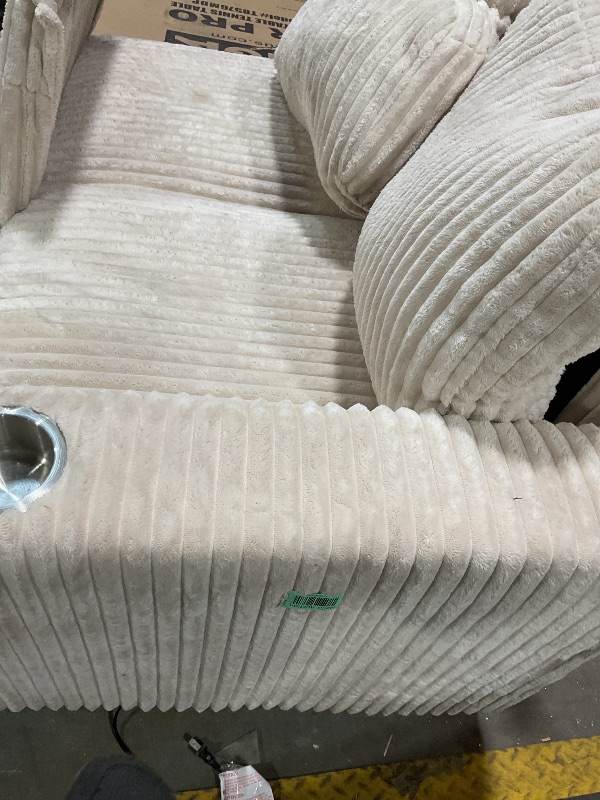 Photo 1 of **TEARS. MISSING LEGS ON MIDDLE SECTION** DIRT FROM TRANSPORT **White couch corner set.