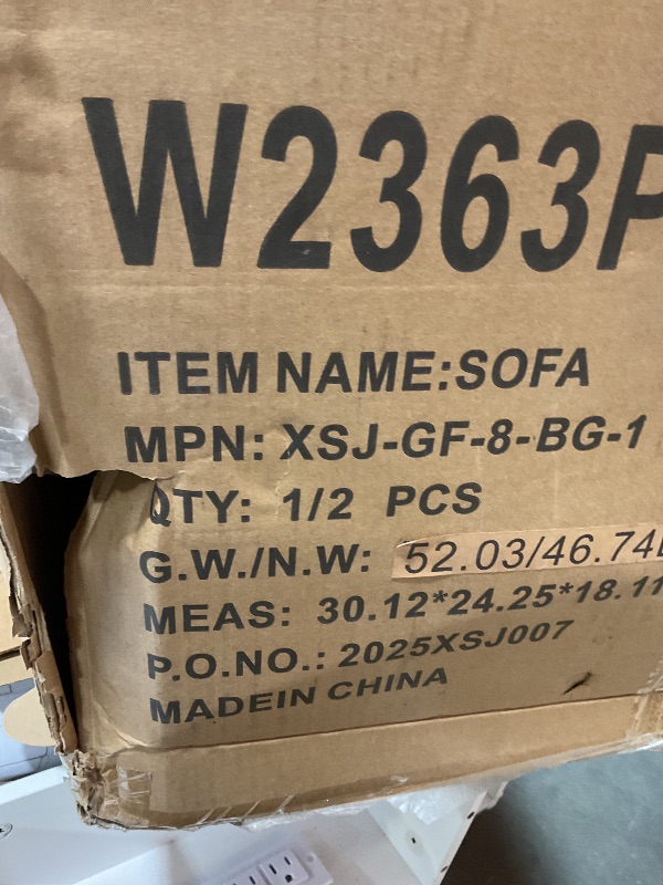 Photo 1 of **SELLING FOR PARTS AS PARTIAL SET. ONE  BOX OF TWO. LOOKS LIKE MAIN SOFA BOX**GDFStudio Chenille Recliner Sofa Chair with Curved Armrests - Single Seat Lounge Chair with Pocket Springs,Sturdy Wood Frame - Removable Cushions,Comfortable Upholstered Living