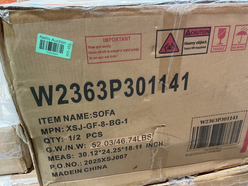 Photo 1 of **SELLING FOR PARTS AS PARTIAL SET. ONE  BOX OF TWO. LOOKS LIKE MAIN SOFA BOX**GDFStudio Chenille Recliner Sofa Chair with Curved Armrests - Single Seat Lounge Chair with Pocket Springs,Sturdy Wood Frame - Removable Cushions,Comfortable Upholstered Living