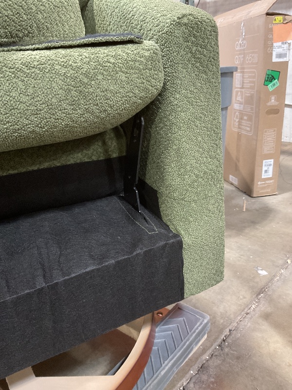 Photo 1 of **DIRT FROM TRANSPORT**KISLOT Upholstered Recliner Swivel Glider Nursery Chair Reclining Performance Fabric Rocker with Wood Base,Boucle,Moss Green