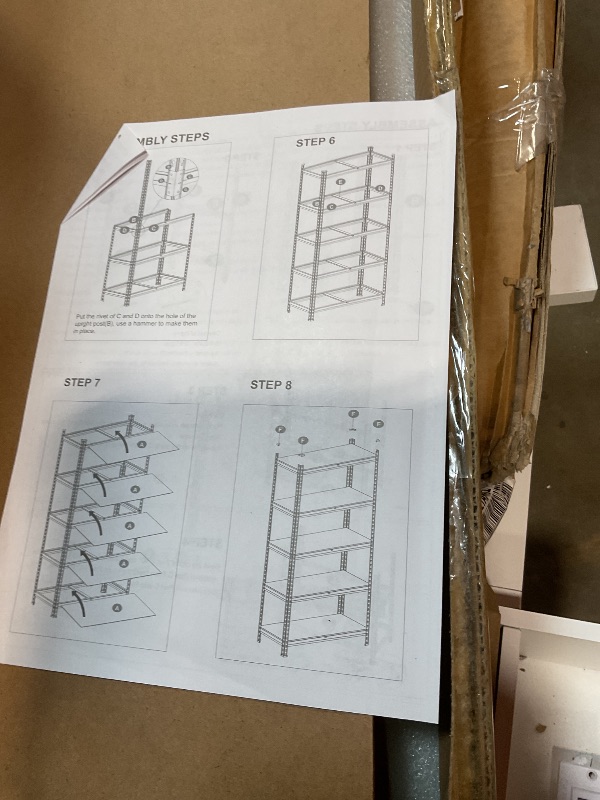 View 6 of **2 PACK**5 Tier Storage Shelves, 60" H x 28" W x 12" D Metal Heavy Duty Garage Shelving Unit, Adjustable Utility Rack Shelf for Basement Pantry Closet Shelves