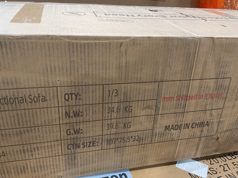 Photo 1 of **SELLING FOR PARTS AS PARTIAL SET. ONE BOX OF THREE**Trygoal Leather Sectional Sofa with Movable Chaise & Storage Ottoman, 3-Piece Modular Convertible L-Shaped Couches for Living Room, Apartment & Office, Black