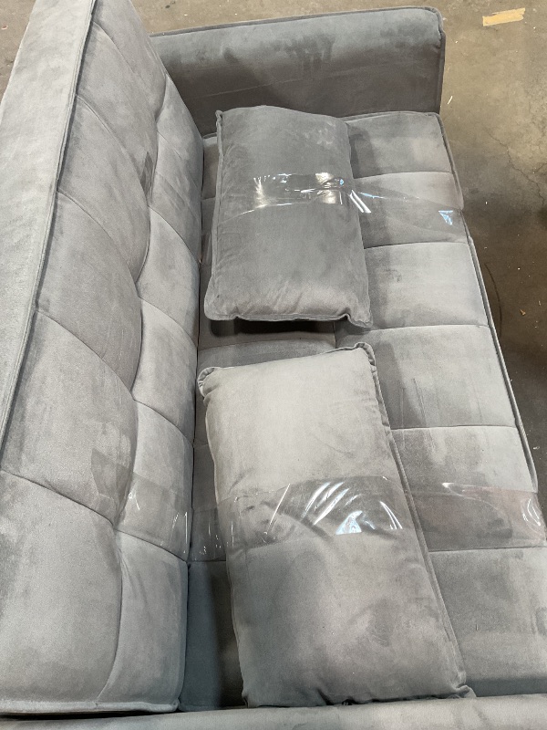 Photo 1 of **DIRT FROM TRANSPORT **Trygoal 3 in 1 Convertible Sleeper Sofa Bed, Pull Out Sofa Bed with Side Pockets, Velvet Love Seat Sleeper Beds with Adjustable Backrest for Living Room, Bedroom, Apartment, Small Space, Dark Gray