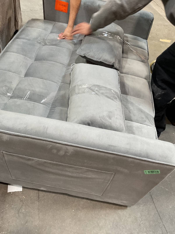 Photo 1 of **DIRT FROM TRANSPORT **Trygoal 3 in 1 Convertible Sleeper Sofa Bed, Pull Out Sofa Bed with Side Pockets, Velvet Love Seat Sleeper Beds with Adjustable Backrest for Living Room, Bedroom, Apartment, Small Space, Dark Gray