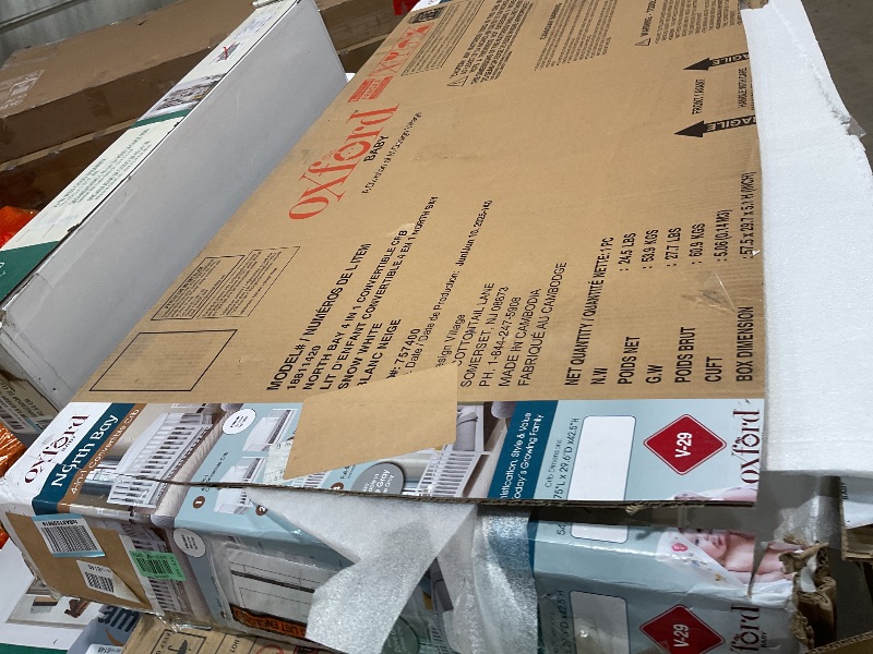 Photo 1 of **TOP LIP PIECE CAME OFF. SELLING FOR PARTS **Oxford Baby North Bay 4-in-1 Convertible Crib, Snow White, GreenGuard Gold Certified