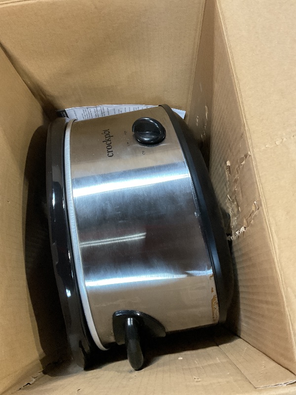 Photo 1 of **FOR PARTS** Crock-Pot 7 Quart Oval Manual Slow Cooker, Stainless Steel (SCV700-S-BR), Versatile Cookware for Large Families or Entertaining