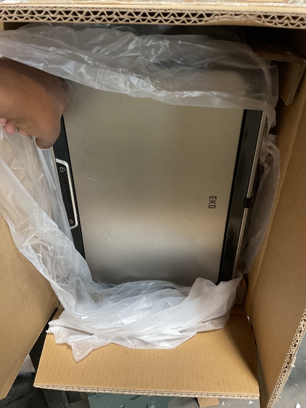 Photo 1 of **SCRATCHES** EKO Deluxe Mirage-T 50 Liter / 13.2 Gallon Touchless Rectangular Motion Sensor Trash Can, Matte Stainless Steel Finish