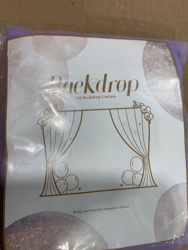 Photo 1 of 10x10ft Purple Tulle Backdrop Curtain with Lights String for Parites, Sheer Backdrop Curtains for Wedding Baby Shower Birthday Party Photo Shoot Decorations