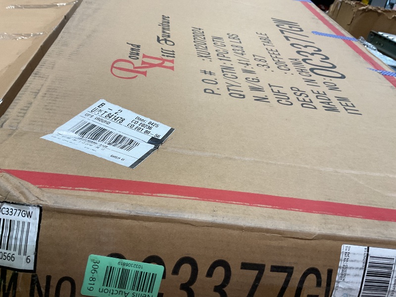 Photo 1 of **MINOR DAMAGE TO CORNERS**Roundhill Furniture Athens Contemporary Wood Shelf Coffee Table, Weathered Charcoal and Beige