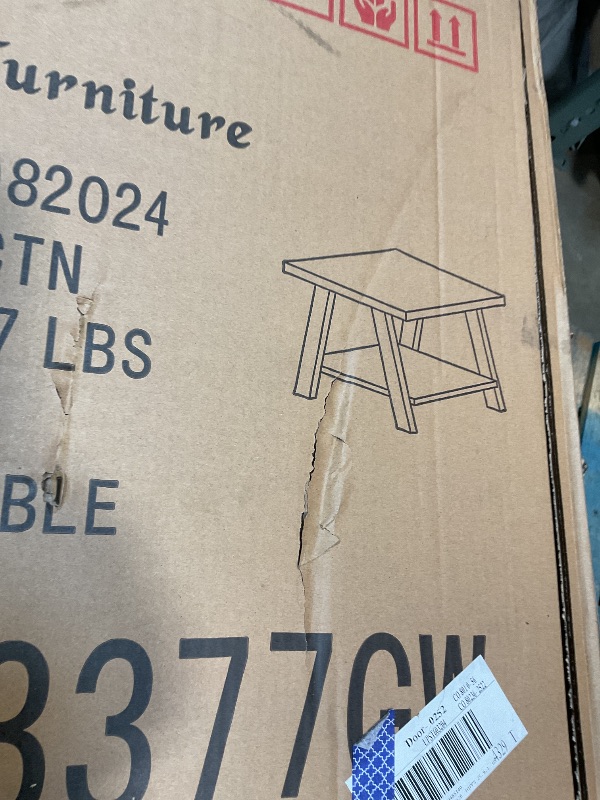 Photo 1 of **MISSING HARDWARE **Roundhill Furniture Athens Contemporary Wood Shelf End Table, Weathered Charcoal and Beige