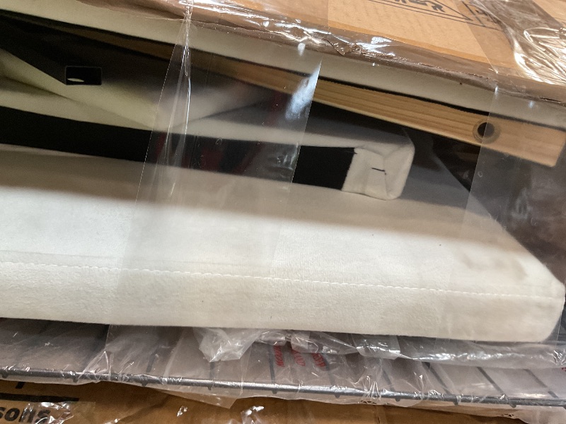 Photo 1 of **DIRT FROM TRANSPORT **GarveeHome Twin Daybed with Storage Drawers, Velvet Upholstered Corner Bed Frame with Headboard, Modern Kids Bed with Bed Rails for Living Room, Bedroom, Easy Assembly, Beige