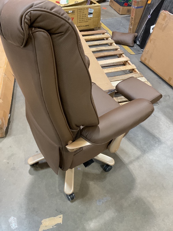 Photo 1 of **ONE WHEEL TOTALLY LOOSE. DIRT/SCRAPESEXCEBET Big and Tall Executive Office Chair with Footrest, 400LBS Capacity Ergonomic High-Back Desk Office Chair with Lumbar Support, Padded Armrests & Thick Cushion, Brown PU Leather Chairs