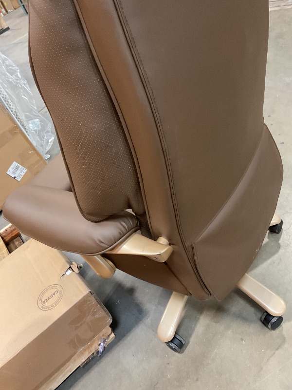 Photo 1 of **ONE WHEEL TOTALLY LOOSE. DIRT/SCRAPESEXCEBET Big and Tall Executive Office Chair with Footrest, 400LBS Capacity Ergonomic High-Back Desk Office Chair with Lumbar Support, Padded Armrests & Thick Cushion, Brown PU Leather Chairs