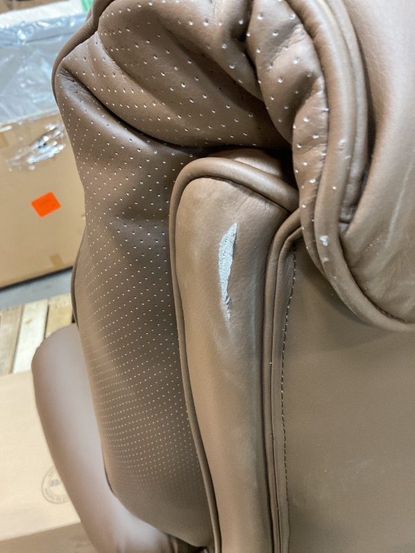 Photo 1 of **ONE WHEEL TOTALLY LOOSE. DIRT/SCRAPESEXCEBET Big and Tall Executive Office Chair with Footrest, 400LBS Capacity Ergonomic High-Back Desk Office Chair with Lumbar Support, Padded Armrests & Thick Cushion, Brown PU Leather Chairs