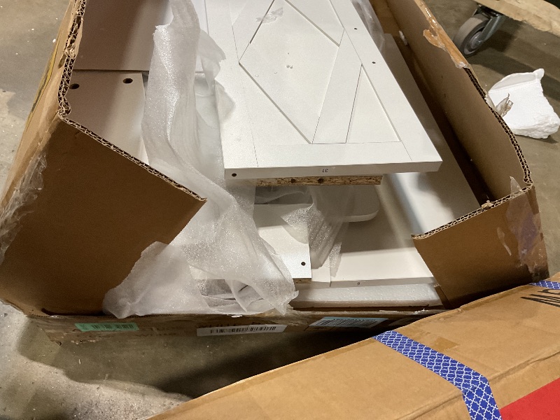 Photo 1 of **SELLING FOR PARTS. MISSING MIRROR. BOX ONE OF TWO**COMHOMA Makeup Vanity Desk with Mirror and Lights, Large Vanity Table with 6 Drawers & 1 Storage Cabinet, White Bedroom Dresser Table for Girls, 3 Color Modes Adjustable Mirror, White