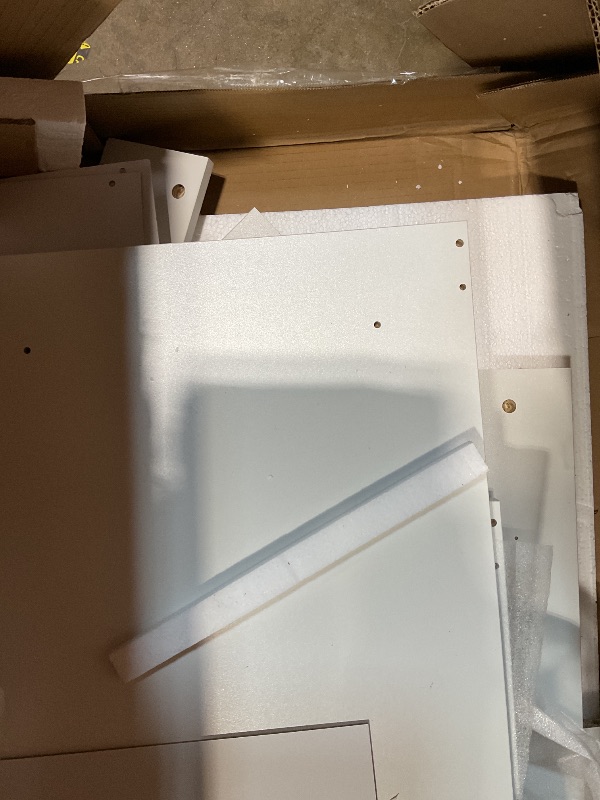 Photo 1 of **SELLING FOR PARTS. MISSING MIRROR. BOX ONE OF TWO**COMHOMA Makeup Vanity Desk with Mirror and Lights, Large Vanity Table with 6 Drawers & 1 Storage Cabinet, White Bedroom Dresser Table for Girls, 3 Color Modes Adjustable Mirror, White