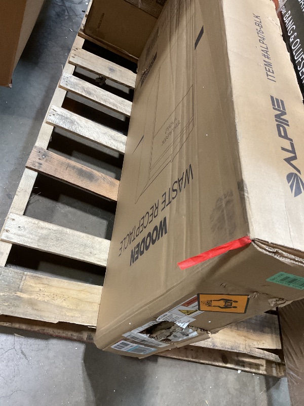 Photo 1 of **CHIP DAMAGE ON EDGE**Alpine Restaurant Trash Can Cabinet - Commercial Trash Can 40 Gallon, Garbage Receptacle Indoor with Tray Holder for Restaurants, Cafeterias (Espresso Black)