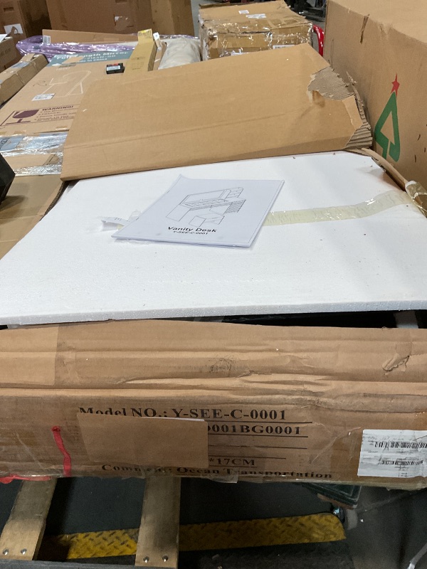 Photo 1 of ***DAMAGE ON BACK PIECE**Seetech Fluted Makeup Vanity with 35.4" Mirror and Lights, Large Makeup Vanity Desk with Stool, 47.2" Dressing Table Set with Charging Station, 3 Drawers, Adjustable Shelves for Bedroom (Black)