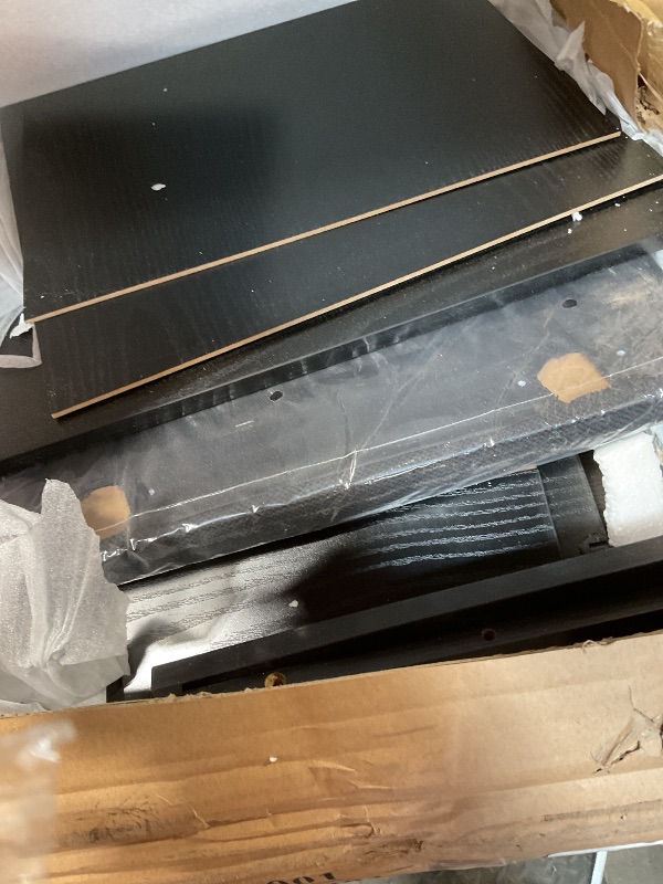 Photo 1 of ***DAMAGE ON BACK PIECE**Seetech Fluted Makeup Vanity with 35.4" Mirror and Lights, Large Makeup Vanity Desk with Stool, 47.2" Dressing Table Set with Charging Station, 3 Drawers, Adjustable Shelves for Bedroom (Black)