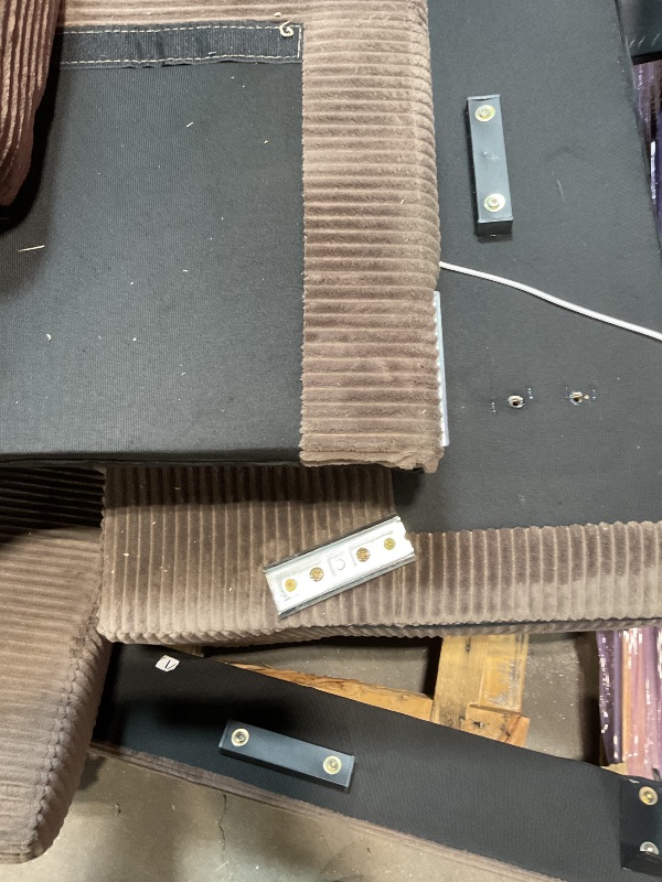 Photo 1 of ***PIECES MISSING AND DAMAGE ON CORNERS***Merax 116.9" Modern U-Shaped Sofa Sectional Sofa Corduroy Upholstered Sofa Couch with Storage Ottomans, Cup Holders and USB Ports for Living Room, Brown