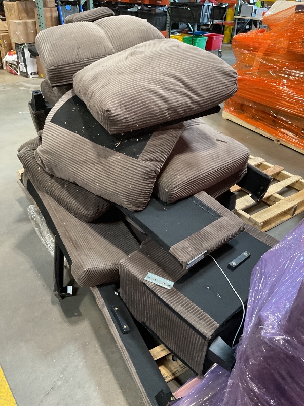 Photo 1 of ***PIECES MISSING AND DAMAGE ON CORNERS***Merax 116.9" Modern U-Shaped Sofa Sectional Sofa Corduroy Upholstered Sofa Couch with Storage Ottomans, Cup Holders and USB Ports for Living Room, Brown