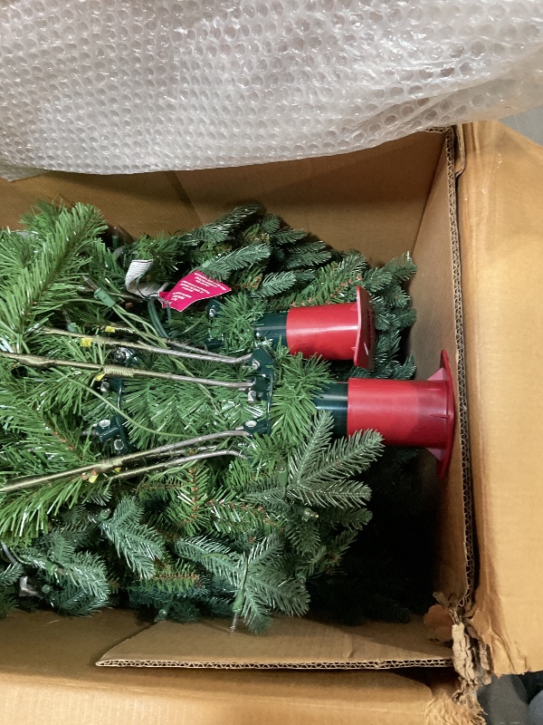 Photo 1 of **LIGHTS NON-FUNCTIONAL*** National Tree Company 12 ft Pre-Lit Tiffany Fir Slim Artificial Christmas Tree, 1,200 Clear Lights, 4,828 Tips, Includes Stand, Green