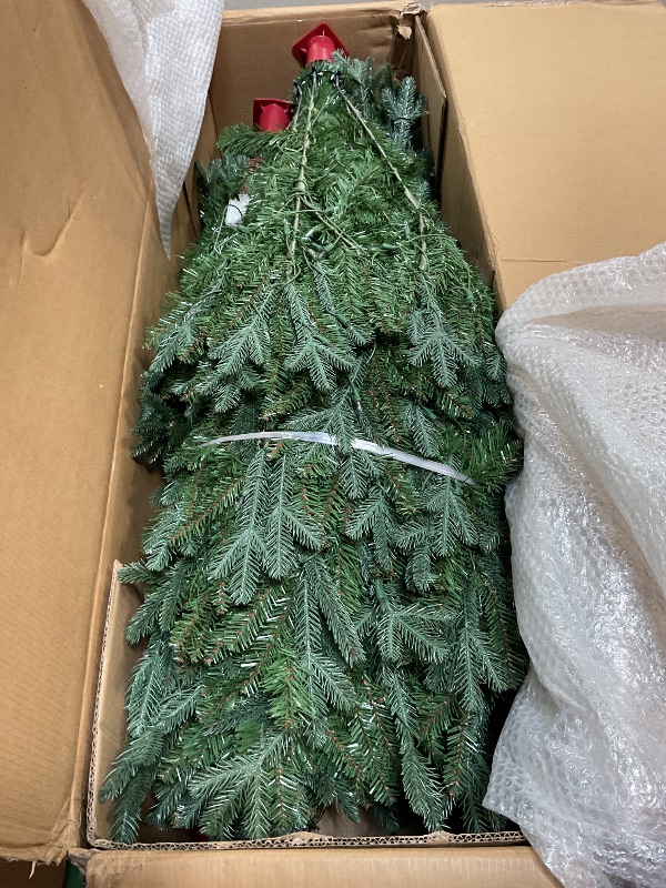 Photo 1 of **LIGHTS NON-FUNCTIONAL*** National Tree Company 12 ft Pre-Lit Tiffany Fir Slim Artificial Christmas Tree, 1,200 Clear Lights, 4,828 Tips, Includes Stand, Green