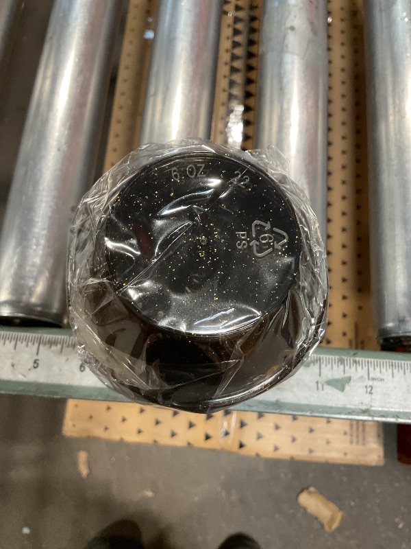 Photo 1 of ***STOCK PHOTO ***Black sparkling gold flakes 6 oz cups 