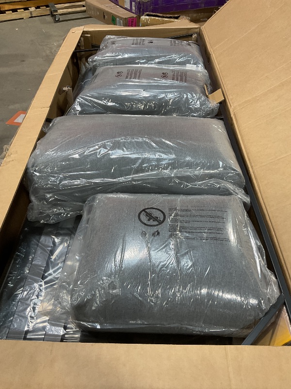 Photo 1 of ***MINOR DAMAGE IN FRAME***EAST OAK Signature 4-Piece Patio Furniture Set, Outdoor Seating with Aluminum Frame, Deep Seating Loveseat & Coffee Table, Modern Conversation Set for Porch & Balcony, Dark Grey