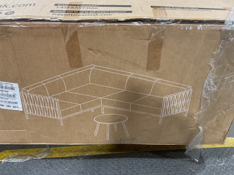 Photo 1 of ***MINOR DAMAGE IN FRAME***EAST OAK Signature 4-Piece Patio Furniture Set, Outdoor Seating with Aluminum Frame, Deep Seating Loveseat & Coffee Table, Modern Conversation Set for Porch & Balcony, Dark Grey