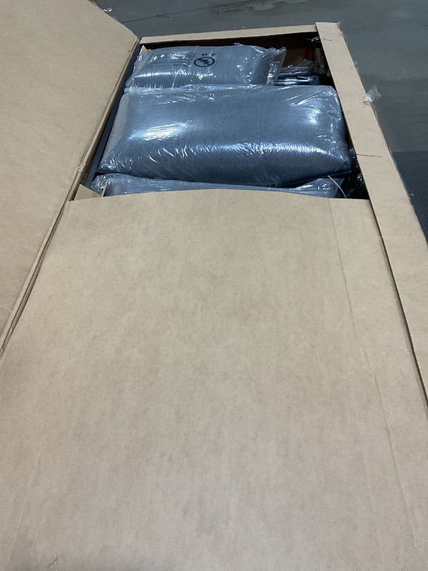 Photo 1 of ***MINOR DAMAGE IN FRAME***EAST OAK Signature 4-Piece Patio Furniture Set, Outdoor Seating with Aluminum Frame, Deep Seating Loveseat & Coffee Table, Modern Conversation Set for Porch & Balcony, Dark Grey