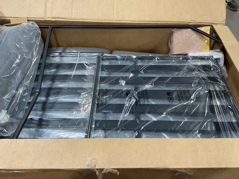 Photo 1 of ***MINOR DAMAGE IN FRAME***EAST OAK Signature 4-Piece Patio Furniture Set, Outdoor Seating with Aluminum Frame, Deep Seating Loveseat & Coffee Table, Modern Conversation Set for Porch & Balcony, Dark Grey