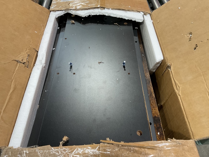 Photo 1 of ***PARTIAL SET, BOX 2 ONLY***Tribesigns 71 inch Executive Desk, L Shaped Desk with Cabinet Storage, Executive Office Desk with Shelves, Business Furniture Workstation for Home Office, Brown and Black