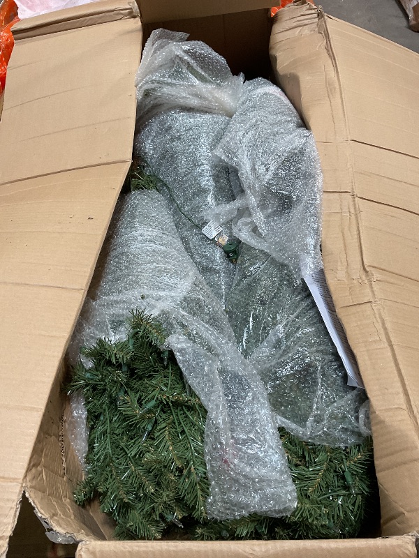 Photo 1 of ***LIGHTS UNTESTED/ UNKNOWN DAMAGES*** Puleo International 9ft Pre-Lit Slim Fraser Christmas Tree with 800 Clear Lights, 2093 Realistic Dense Branch Tips, Easy Setup Artificial Trees with Sturdy Metal Stand