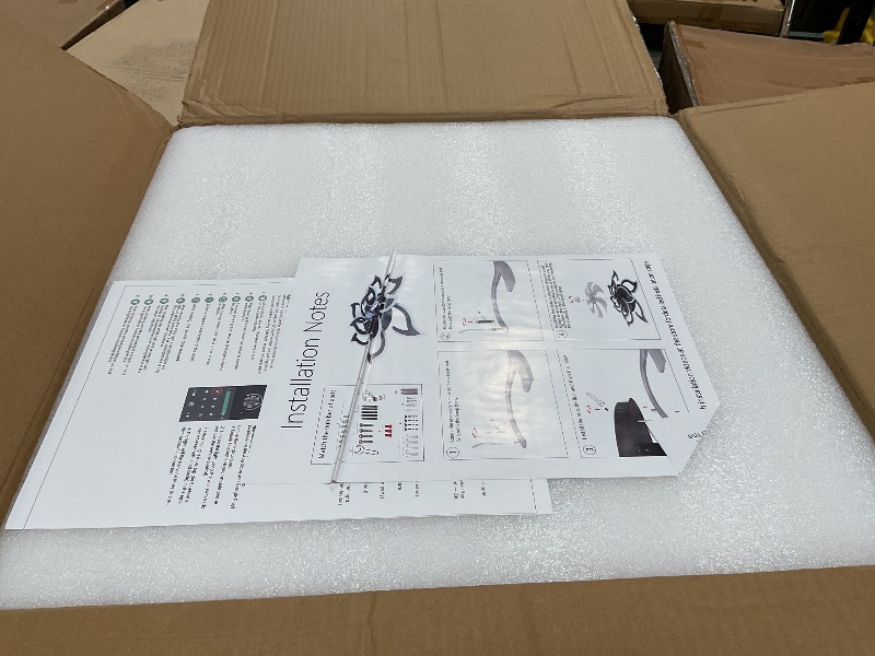 Photo 1 of **POSSIBLY FOR PARTS / UNKNOWN DAMAGES / MISSING PIECES*** haodengshi 38" White Geometric Ceiling Fan with Light Remote Control, 3 Light Color 6 Speeds LED Flower Flush Mount Low Profile Ceiling Fan for Living Room