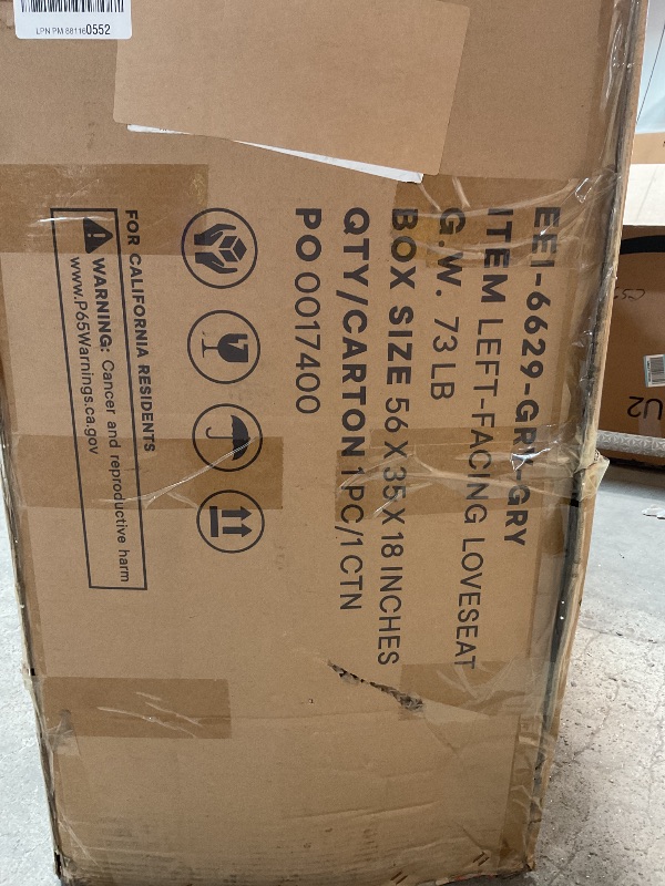 Photo 1 of Modway Tahoe Aluminum Modular Left-Facing Outdoor Patio Loveseat Gray with Weather-Resistant Cushions, Couch for Garden Backyard, Poolside