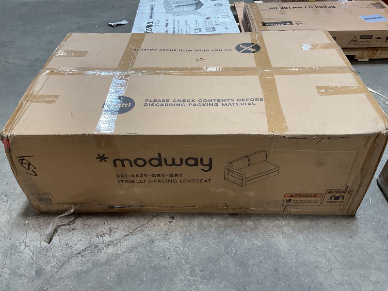 Photo 4 of Modway Tahoe Aluminum Modular Left-Facing Outdoor Patio Loveseat Gray with Weather-Resistant Cushions, Couch for Garden Backyard, Poolside