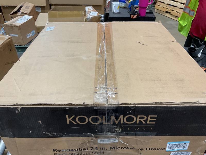 Photo 1 of ***MINOR DENT ON HANDLE***KoolMore Reserve 24 in. 1.2 cu. ft. Microwave Drawer with Electric Door Opening, 10 Power Levels, Sensor Cooking, Melt, Defrost, Bake, Roast, Broil, 1500 Watts, UL Certified in Black Stainless-Steel