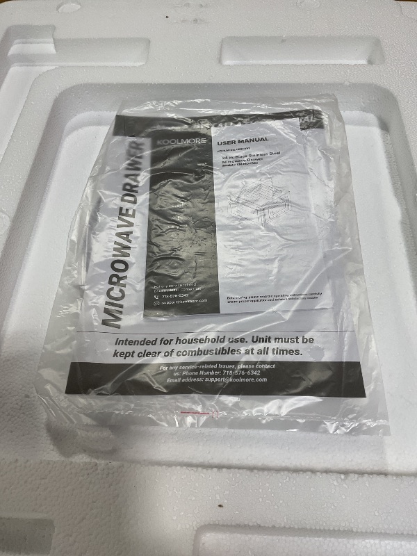 Photo 1 of ***MINOR DENT ON HANDLE***KoolMore Reserve 24 in. 1.2 cu. ft. Microwave Drawer with Electric Door Opening, 10 Power Levels, Sensor Cooking, Melt, Defrost, Bake, Roast, Broil, 1500 Watts, UL Certified in Black Stainless-Steel